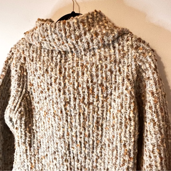 Curio Button Up Cardigan Sweater Size Small Blue Brown Chunky Knit Cowl Neck - Picture 8 of 11